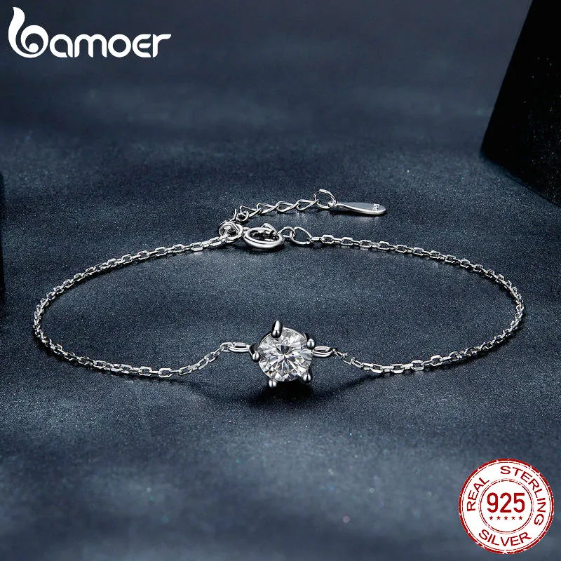 Bamoer 1CT Moissanite Bracelet Trendy 925 Sterling Silver Chain Charms For Women 2023 Classic Jewelry