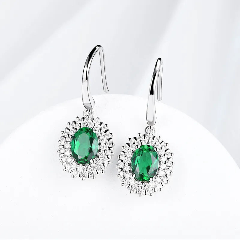 ATTAGEMS 100% 925 Sterling Silver Emerald Moissanite Gemstone Drop Dangle Wedding Engagement Earrings Fine Jewelry for Women