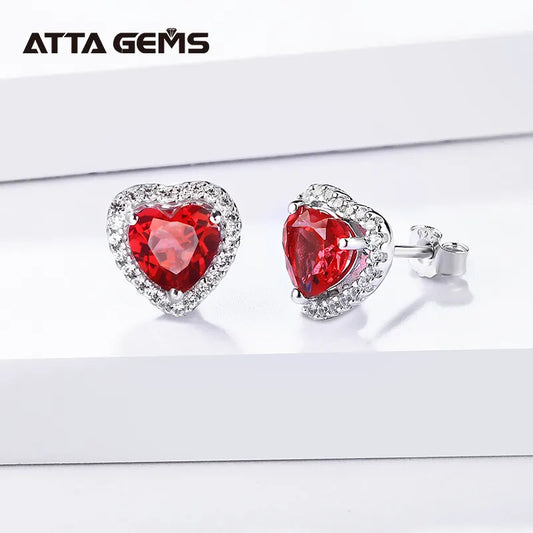 Heart Created Ruby Stud Earrings 925 Sterling Silver Earrings For Women Gemstones Korean Earrings Engagement Fine Jewelry 2020