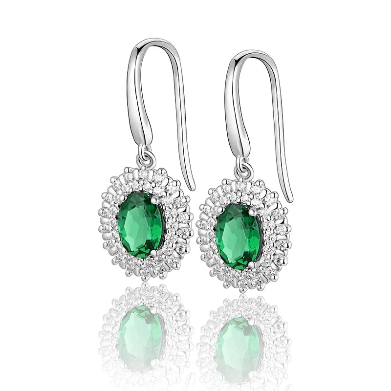 ATTAGEMS 100% 925 Sterling Silver Emerald Moissanite Gemstone Drop Dangle Wedding Engagement Earrings Fine Jewelry for Women