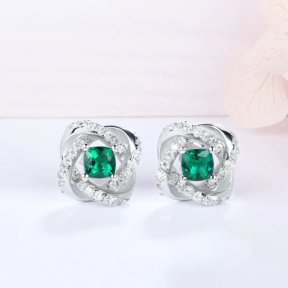 ATTAGEMS Vintage 100% 925 Sterling Silver Emerald Lab Grown Diamonds Ear Studs Cocktail Party Earrings Fine Jewelry Wholesale