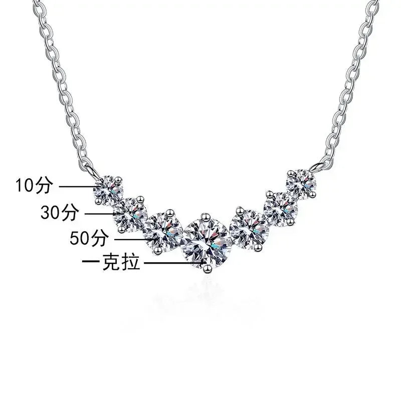 Creative 925 Sterling Sliver 5ct Moissanite Necklace for Woman Wedding Jewely with Certificates Plated 18k White Gold Necklace