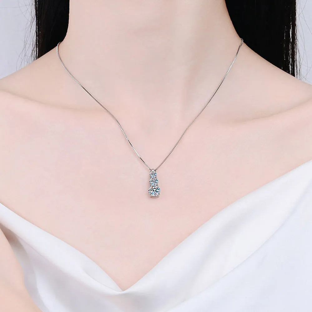 KNOBSPIN D VVS1 Moissanite Diamond Necklace for Woman Wedding Jewely with GRA 925 Sterling Sliver Plated 18k White Gold Necklace