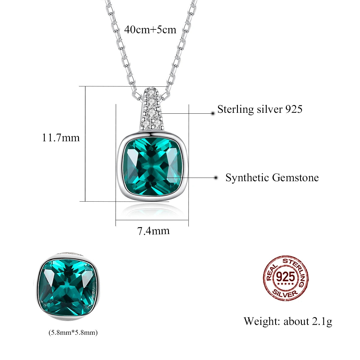 Pendant Necklace 925 Sterling Silver Emerald Green Lab Gem Stone Zircon CZ Necklaces Women Fine Jewellery Free Shipping