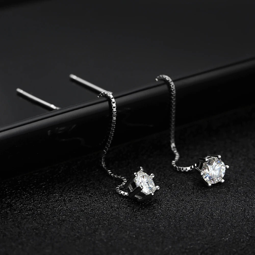 D VVS Moissanite Diamond Earring with GRA s925 Sterling Silver Ear Wire plated 18k White Gold Luxury Earrings for Women