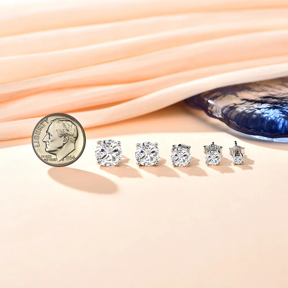 2 Carat 8.0mm D Color Moissanite Stud Earrings For Women Top Quality 100% 925 Sterling Silver Sparkling Wedding Jewelry