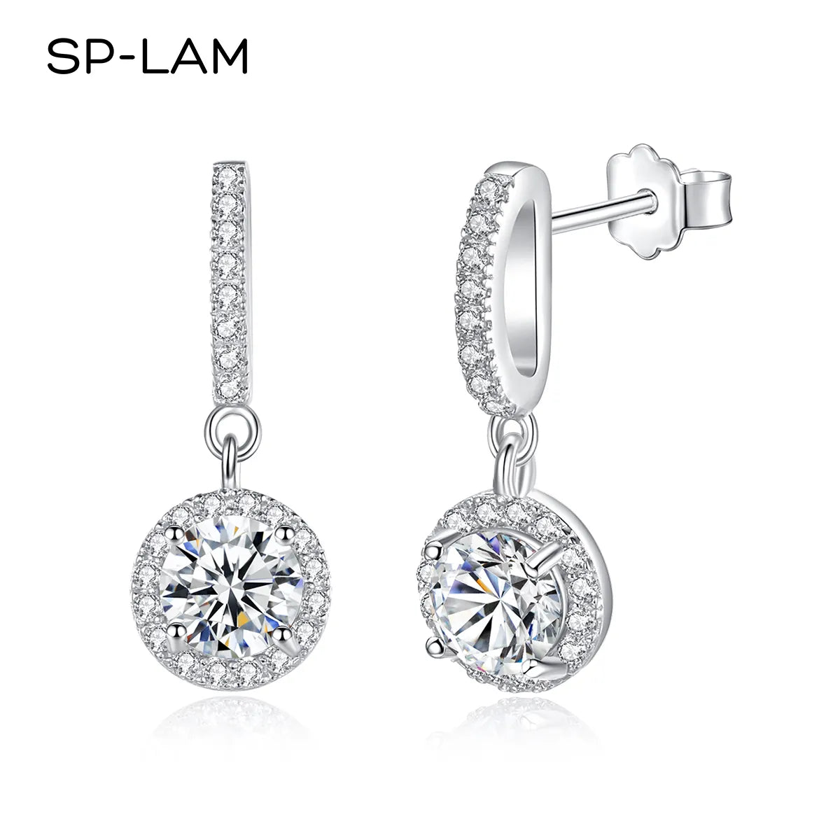 Luxury Drop Earrings For Women CZ Paved 1CT Moissanite Diamond Dangle Earrings 925 Sterling Silver Elegant Female Jewelry