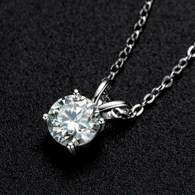 Real 1-4 Carat D-Color Moissanite Pendant for Women 925 Sterling Silver Wedding Necklace - Fine Jewelry