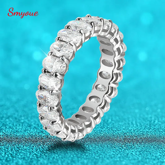 2.5/6.6cttw Oval Cut All Moissanite Ring for Women Sparkling Diamond Wedding Full Eternity Bands S925 Sterling Silver GRA