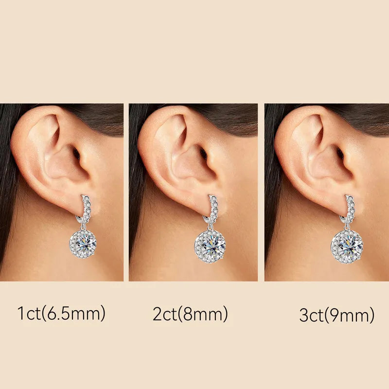 D Moissanite 3ct Earrings 2ct Huggie for Women 925 Sterling Silver Original Certified Moissanite 1ct Hoop Drop Dangle Earrings