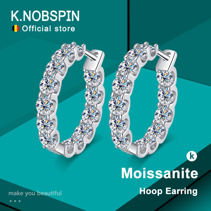 2.6ct D Color Moissanite Earring 925 Sterling Sliver Plated White Gold Hoop Earring for Women Wedding Party Jewelry