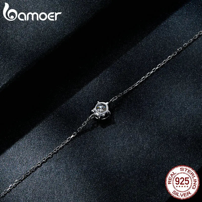 Bamoer 1CT Moissanite Bracelet Trendy 925 Sterling Silver Chain Charms For Women 2023 Classic Jewelry