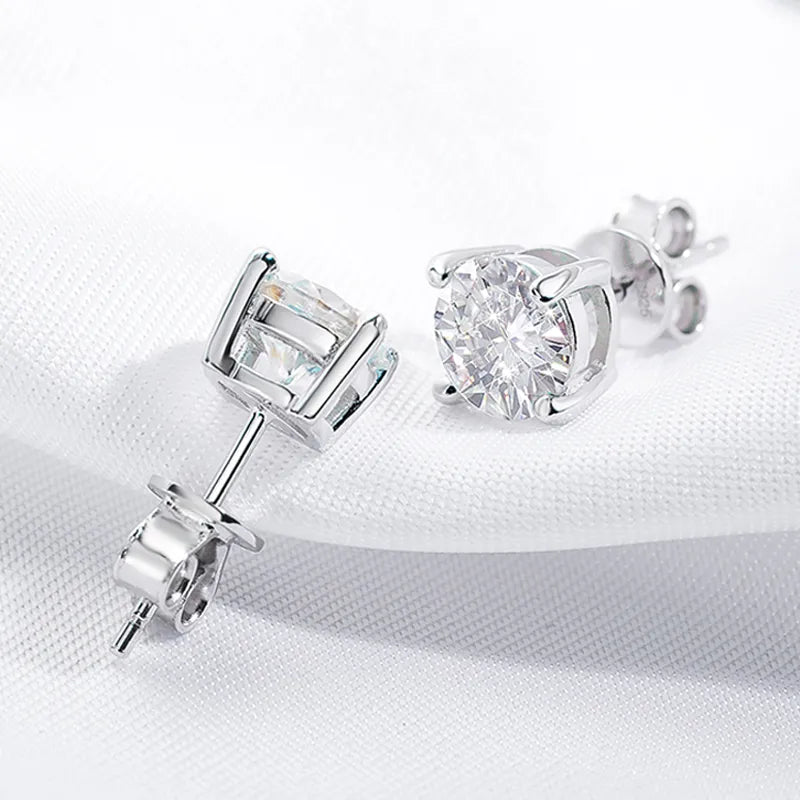 0.1-3CT Test Passed Moissanite Studs Earrings for Men Women S925 Silver Platinum Plated Bride Wedding Diamond Studs GRA