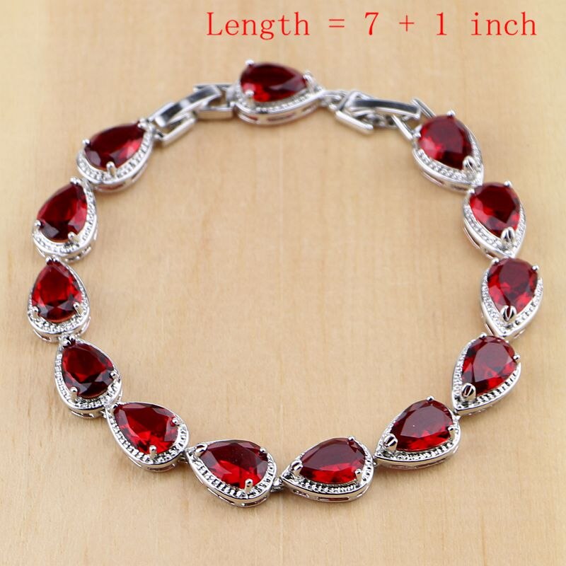 Goutte d'eau argent 925 bijoux rouge rubis blanc topaze ensembles de bijoux 