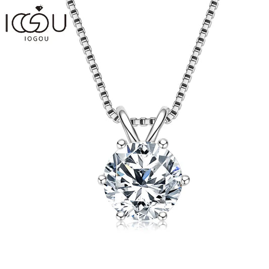 1.0-2.0 Carat D Color Moissanite Diamond Pendant Necklace - 925 Sterling Silver Jewelry