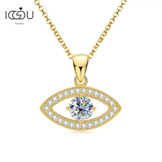 Evil Eye Pendant Necklace - 925 Sterling Silver, 1.0ct Round Moissanite Jewelry