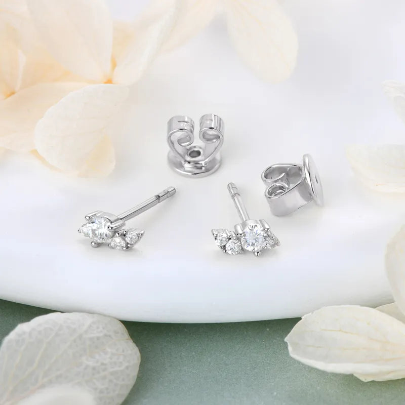 Mini Butterfly Moissanite Stud Earrings - 2.5mm, 1.4mm, 1.2mm D Color Diamond Small Earrings - 925 Silver Jewelry