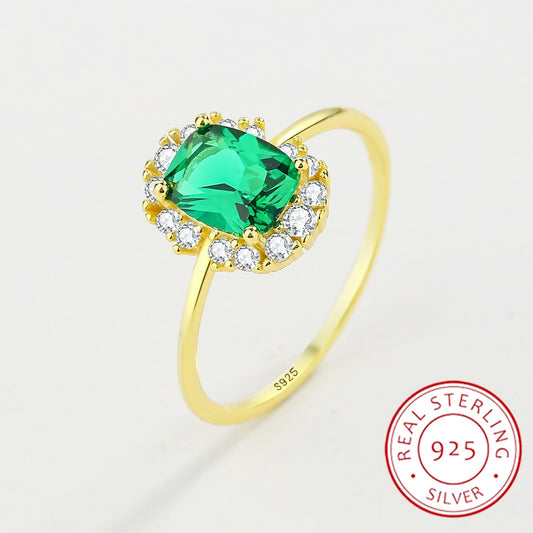 Bagues émeraude exquises pour femmes, en argent Sterling S925 véritable, Zircon vert, nouvelle collection 