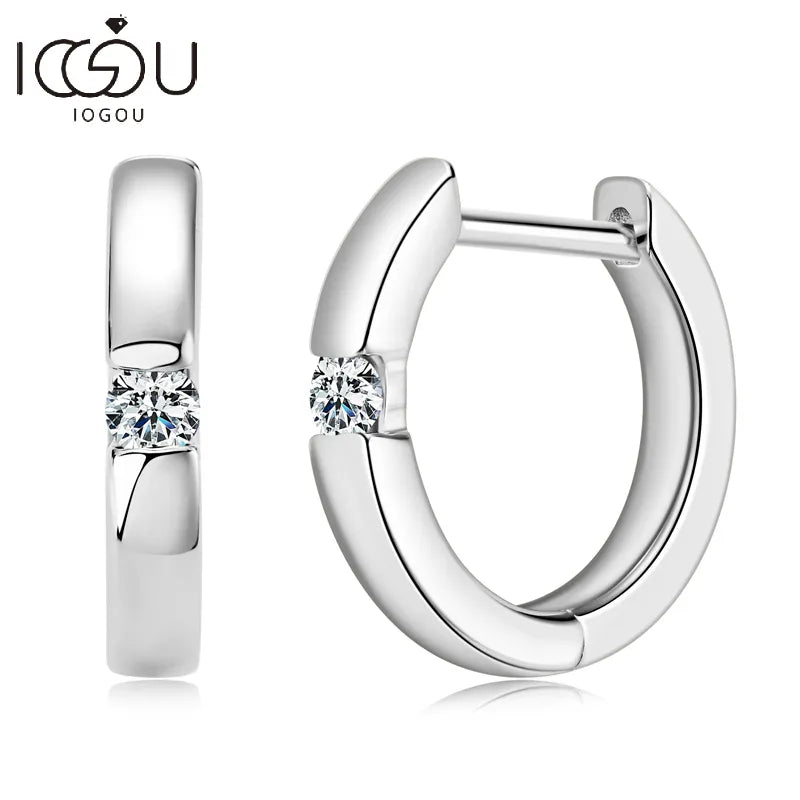 2.0mm VVS1 Moissanite Hoop Earrings | 100% Genuine 925 Sterling Silver Fine Jewelry for Women and Men