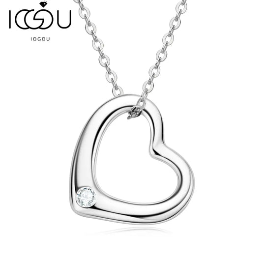 Enhanced product title: Elegant Women's Heart Necklace with Dazzling 2.3mm Round Cut Moissanite Pendant - Exquisite 925 Sterling Silver Jewelry