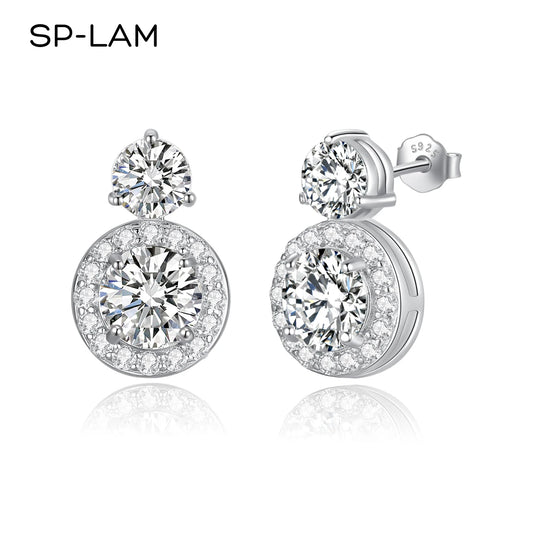 Stylish VVS1 Moissanite Diamond Earrings for Women - New 2023 Trend, D Color, Silver 925 Sterling Fine Quality