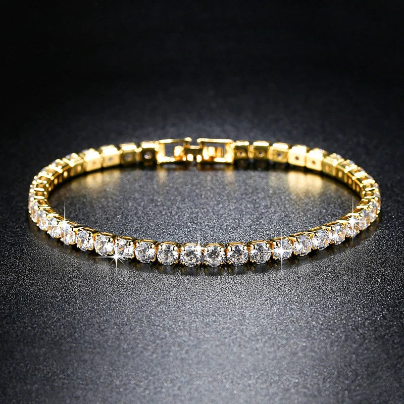 High-Quality 8K Gold Plated Tennis Bracelet with 3mm VVS1 Moissanite Diamonds - Elegant Women's/Men's Solid 925 Silver Jewelry - Perfect for Wedding Gifts