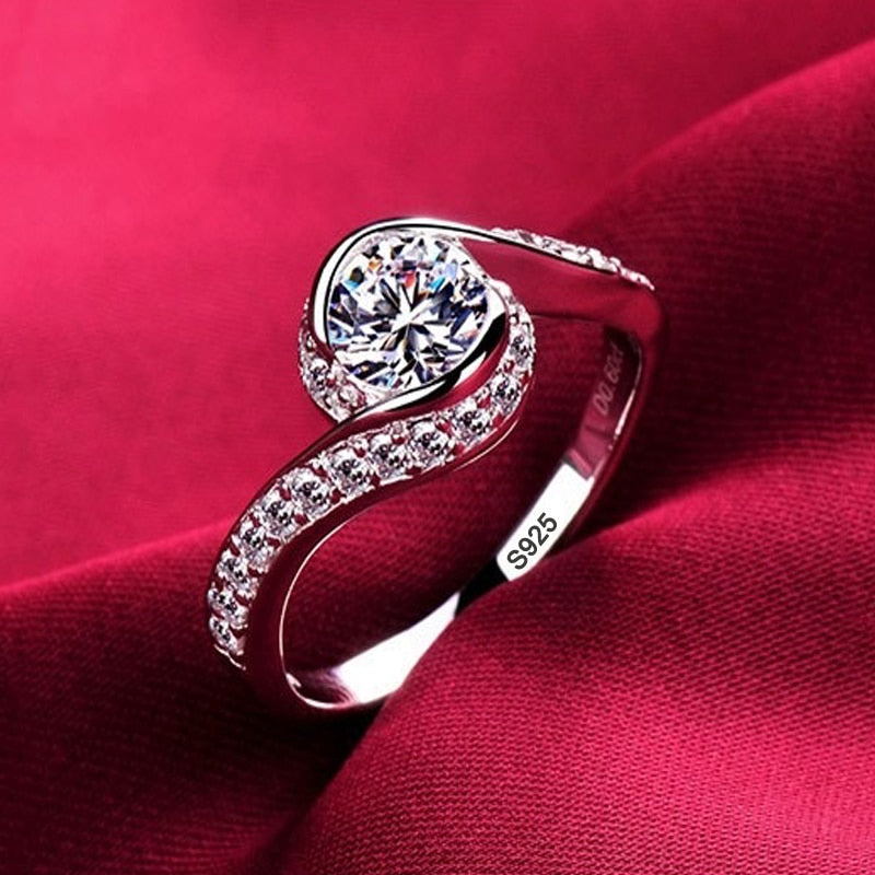 Never Fade White Gold Color High Quality Zircon Ring Original Tibetan Silver Rings