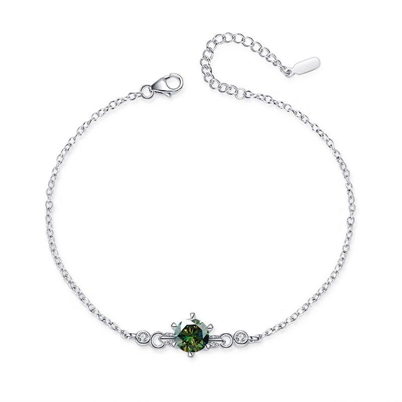 Bracelet en argent sterling 925 avec diamant Moissanite véritable 1,0 ct pour femme 