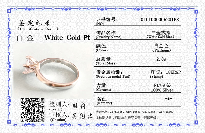 Never Fade White Gold Color High Quality Zircon Ring Original Tibetan Silver Rings