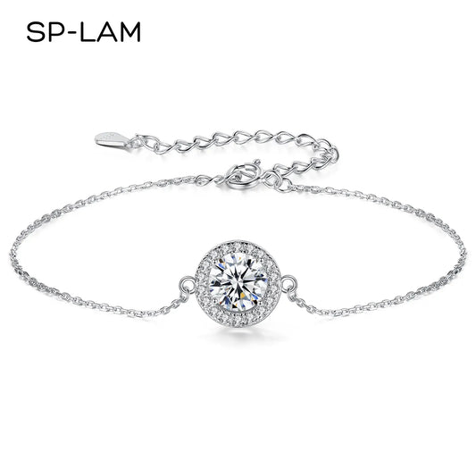 Trendy 1Ct Moissanite Bracelet with Certificate - 925 Sterling Silver Chain Charms for Women - Korean Fashion