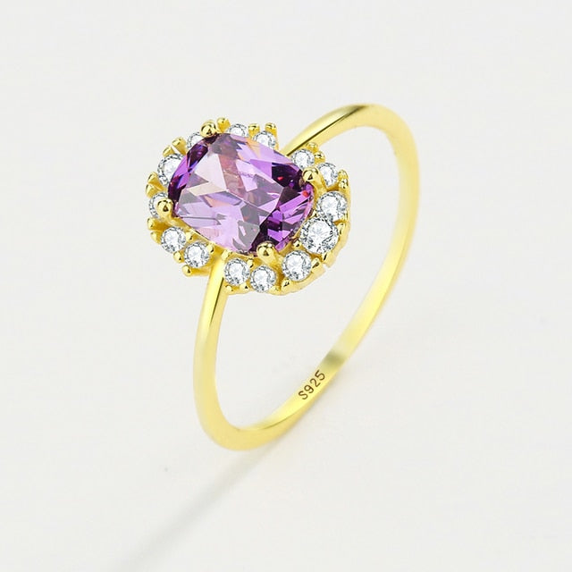 Bague en améthyste pour femmes, nouvelle mode, violet, en argent Sterling S925 véritable 