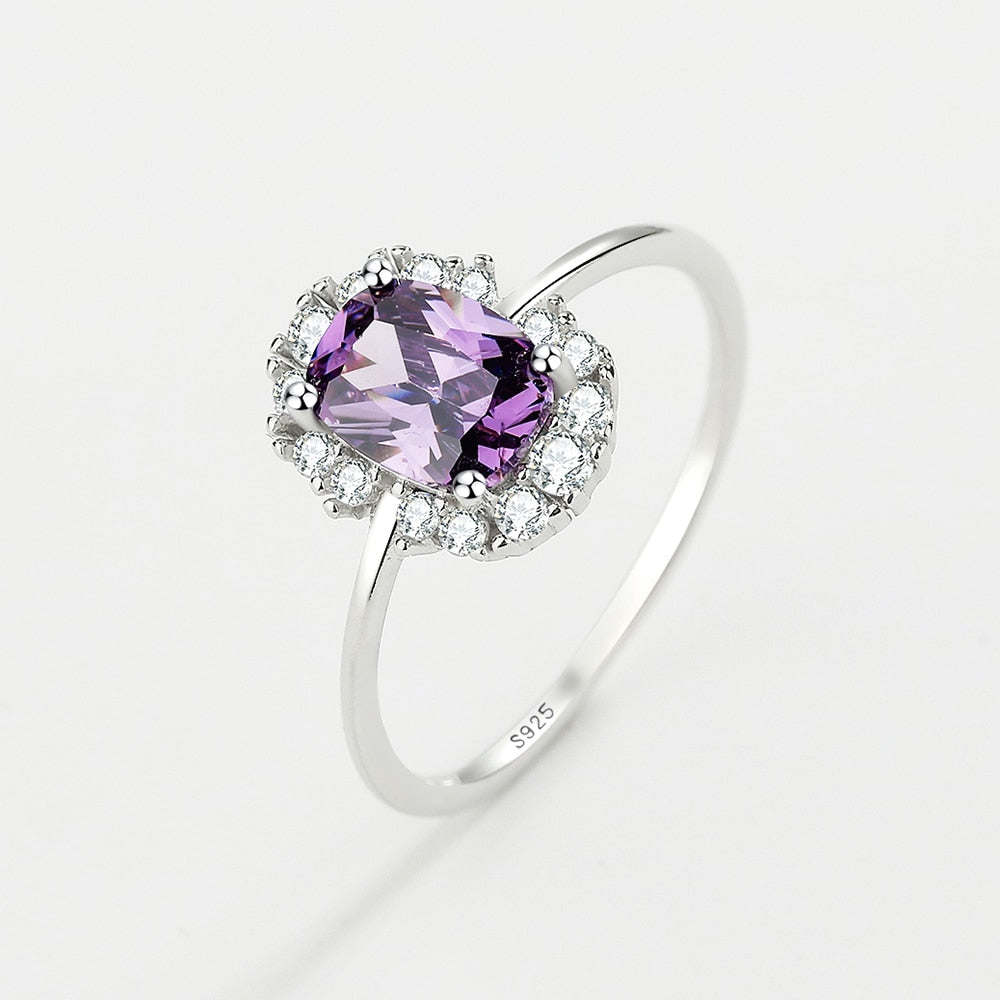 NEW Fashion Amethyst Ring For Women Purple Real S925  Sterling Silver Ring