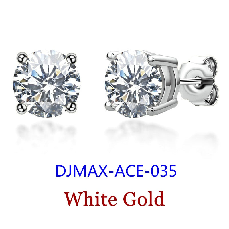 Premium 0.5-2ct Moissanite Diamond Earrings for Women Orginal 925 Sterling Silver Screw Back Studs