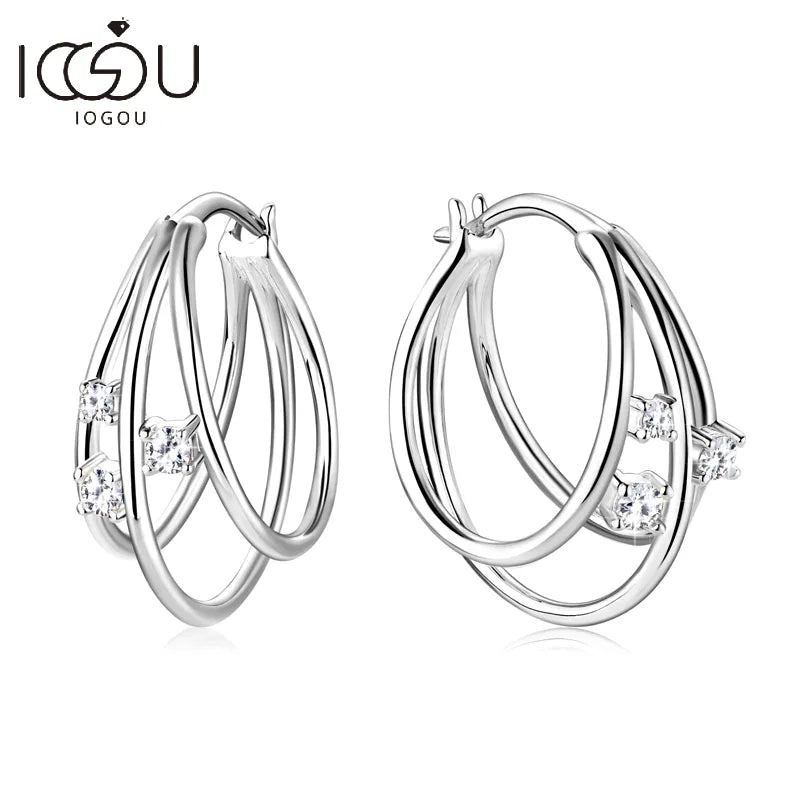 Moissanite Split Hoop Earrings - Round 1.5mm & 2.0mm - D Color - Silver 925 - Modern Women's Earrings 2023 - Unique Jewelry