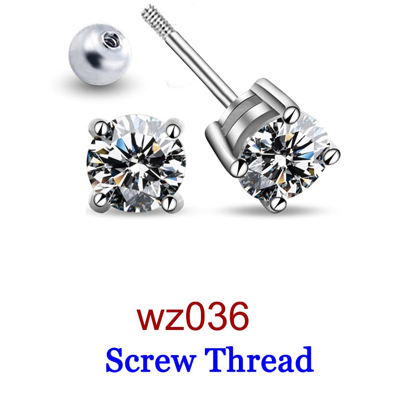 Premium 0.5-2ct Moissanite Diamond Earrings for Women Orginal 925 Sterling Silver Screw Back Studs