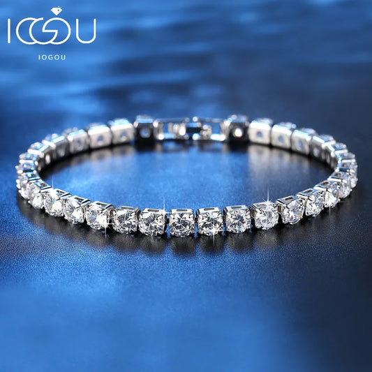 High-Quality 8K Gold Plated Tennis Bracelet with 3mm VVS1 Moissanite Diamonds - Elegant Women's/Men's Solid 925 Silver Jewelry - Perfect for Wedding Gifts