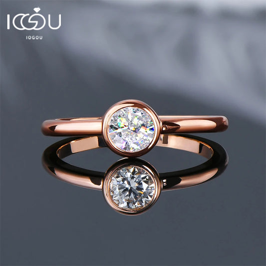 0.5 CT D Color VVS1 Real Moissanite Solitaire Ring in Rose Gold 925 Silver Setting - Stunning Women's Jewelry