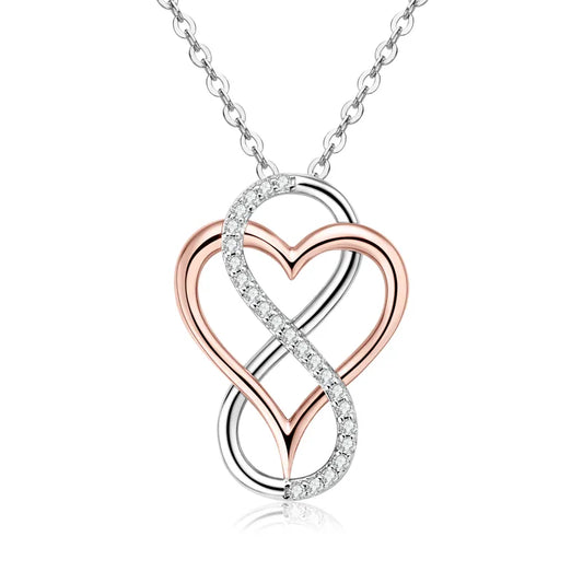 D Moissanite Heart Infinity Pendant Necklace - 925 Silver, Original Jewelry for Women - Engagement Gift