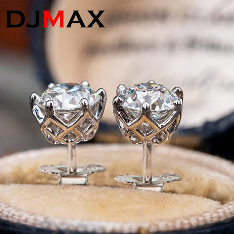 Premium 0.5-2ct Moissanite Diamond Earrings for Women Orginal 925 Sterling Silver Screw Back Studs