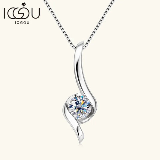 1.0ct D Color Moissanite Twist Pendant Necklace for Women - 925 Sterling Silver, Original Certified Jewelry Accessory